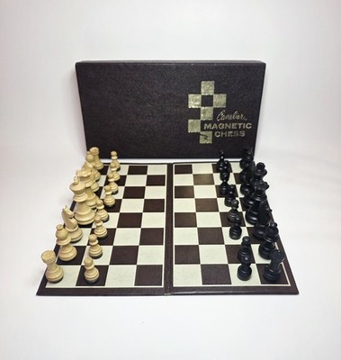 Vintage Cavalier Magnetic Chess Travel Set Handmade Wood Pieces Pacific Games 