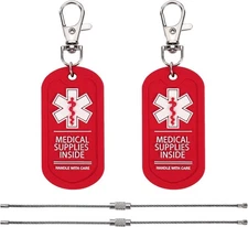 2 Pack Medical Supplies Inside Tag for Bags or Luggage Containing Medical Device