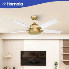 52" Ceiling Fan Without Lights Remote Wall Switch Quiet Motor Reversible White