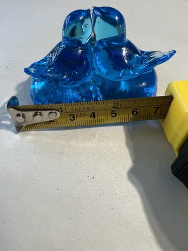 Ozark Studios Vntg Glass Love Bluebirds of Happiness On Heart Paperweight Signed - Picture 8 of 8