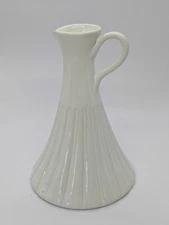 Feba Italia Artigianato d'Autove White Ceramic Ribbed Cruet Olive Oil Pitcher
