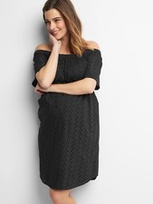 Gap Maternity Zigzag Off Shoulder Dress, Size L True Black (C2412)