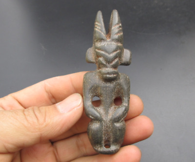 Old China HongShan culture Meteorite jade carved Elephant head amulet Pendant