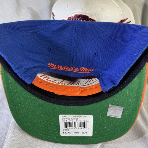 2 New York Knicks Mitchell Ness NBA Snapback Hat Cap Chrome Bling Raised Embroid - Picture 5 of 6