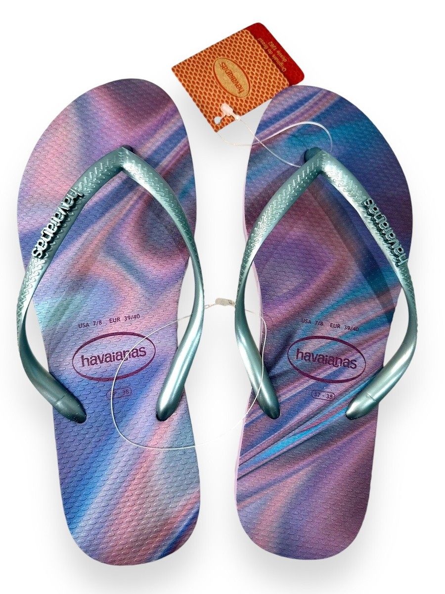 Havaianas Slim Iridescent Flip Flops Sandals Quiet Lilac