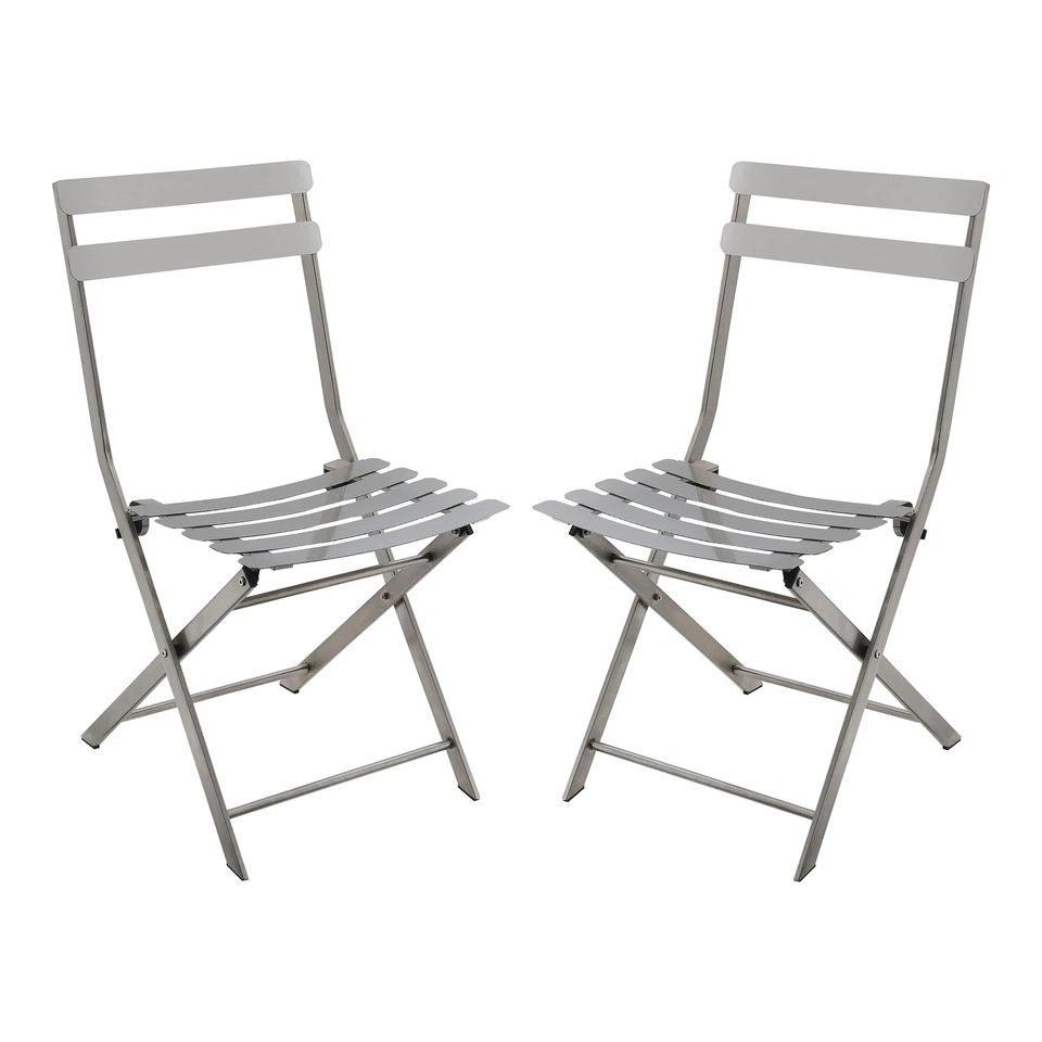 Silla auxiliar de metal Furniture of America Mina en metal pistola plateado (juego de 2) Foto 2 de 4