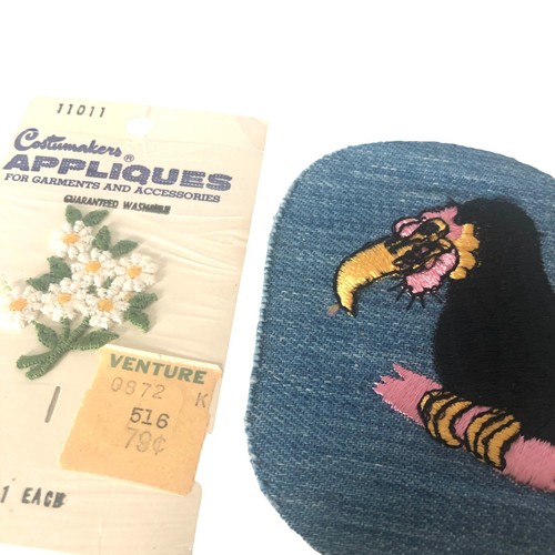 Vintage Sew-On Appliqué Patch Lot - Dogs, Bikes, Skateboard, Buzzard, Flowers - Picture 2 of 5
