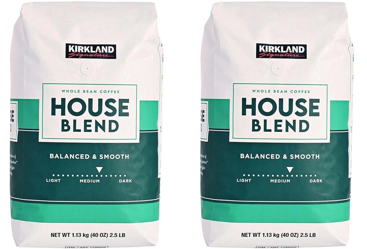 2 Packs Kirkland Starbucks House Blend Medium Roast Whole Bean