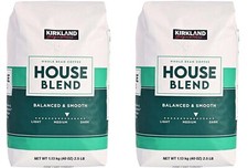 2 Packs Kirkland Starbucks House Blend Medium Roast Whole Bean Coffee 2 LB Each