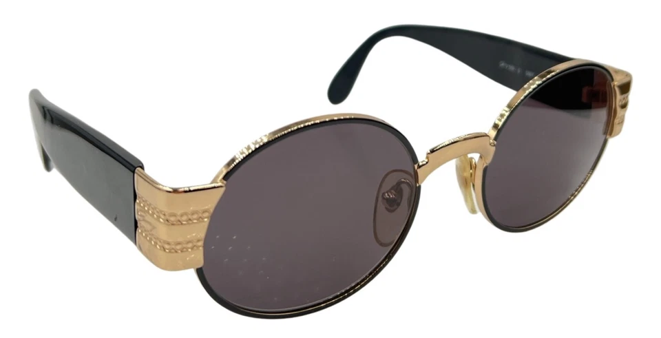 Gafas de sol vintage Genny 562-S 5007 negras doradas redondas de metal Italia con lentes nuevas Foto 2 de 4