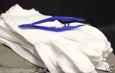 12 Pair + Tweezer LARGE Cotton Inspection Gloves LIGHT DUTY Coin Stamp Silver