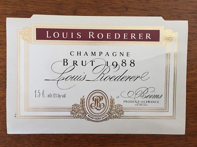 Ein Champagner Etikett Louis Roederer Brut 1988 Magnum