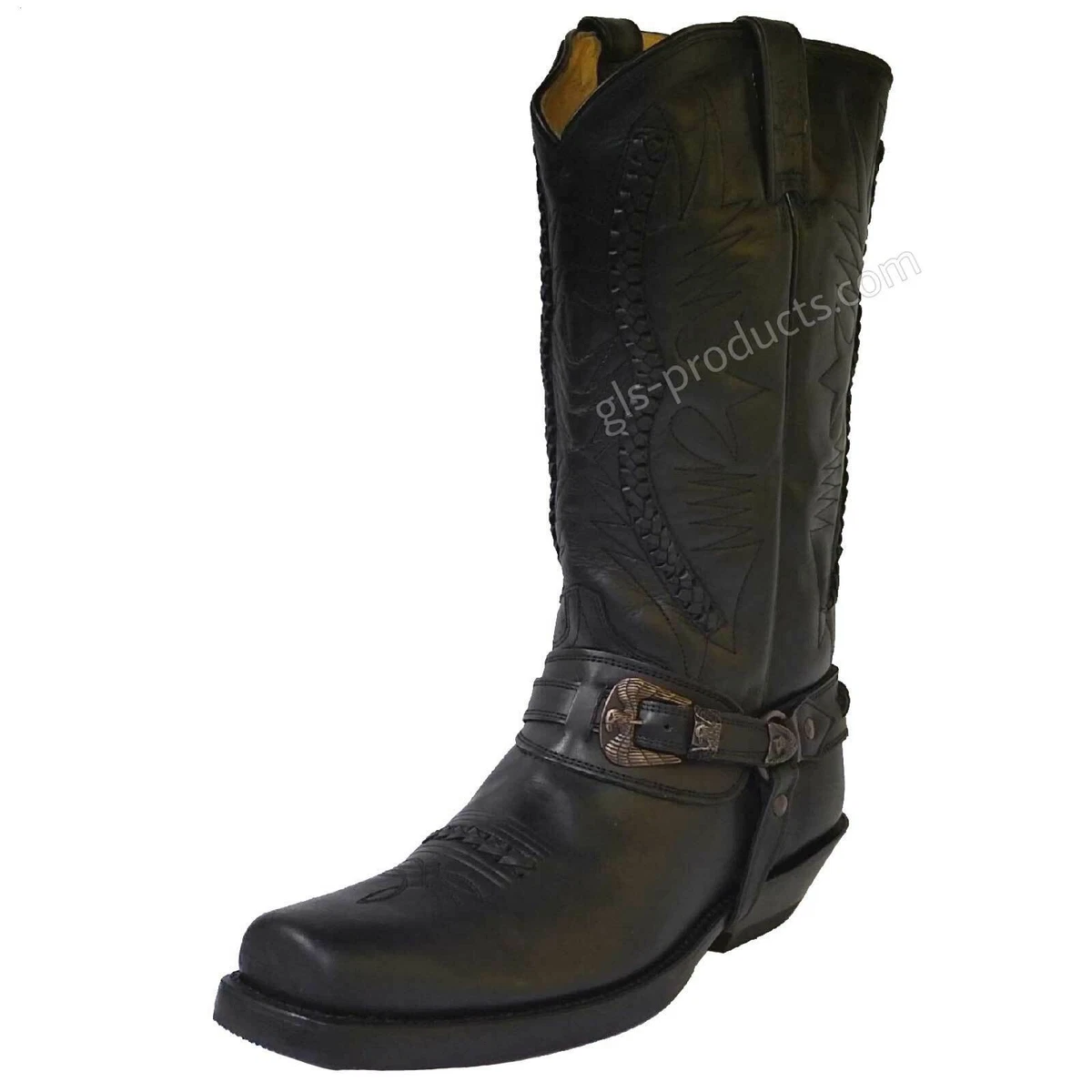 Rancho 9064 New Original Biker Boots Cowboy Style Black genuine leather handmade