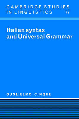 Italian Syntax and Universal Grammar Cinque Paperback Cambridge University Press