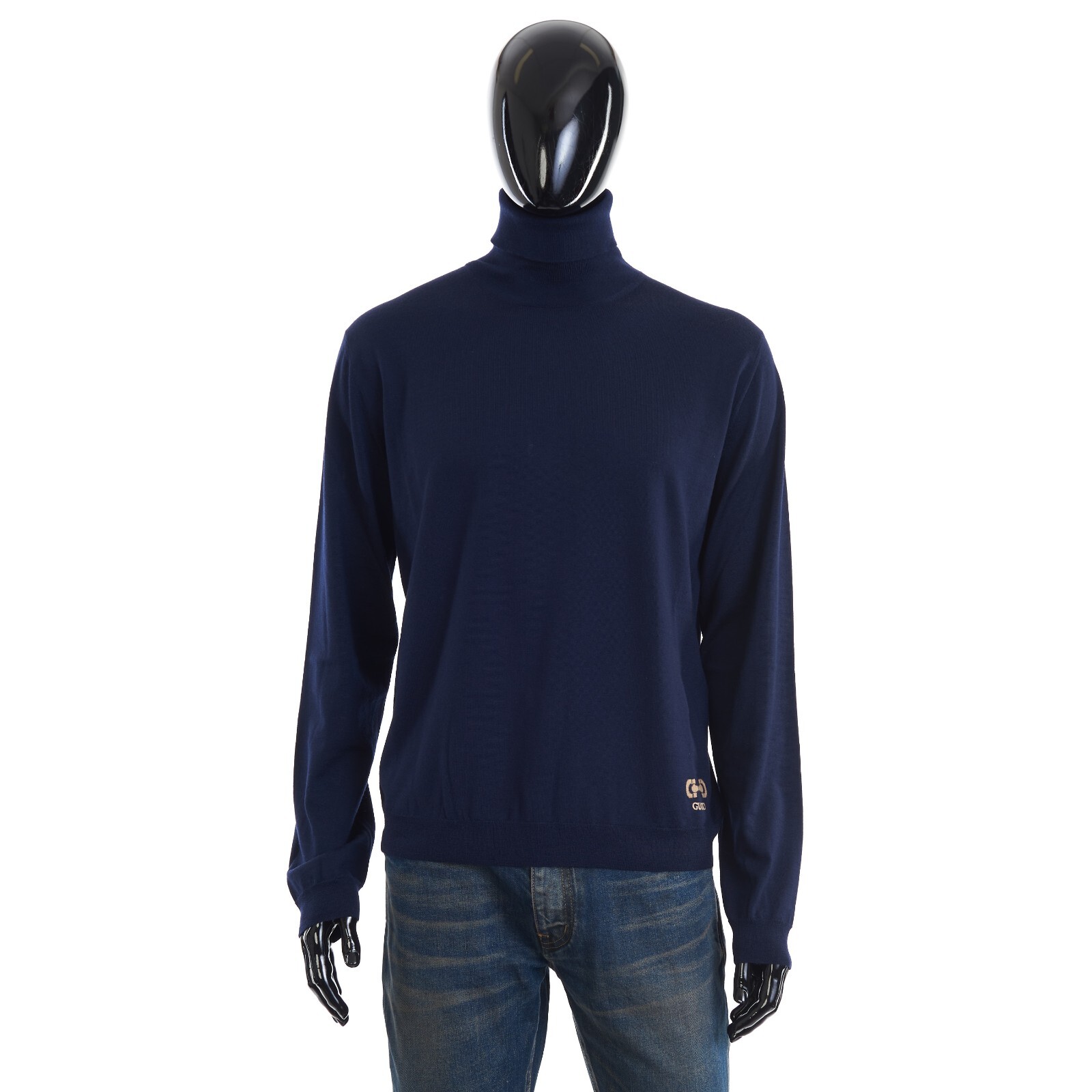 GUCCI 1250 Blue Cashmere Roll Neck Sweater 113690₽