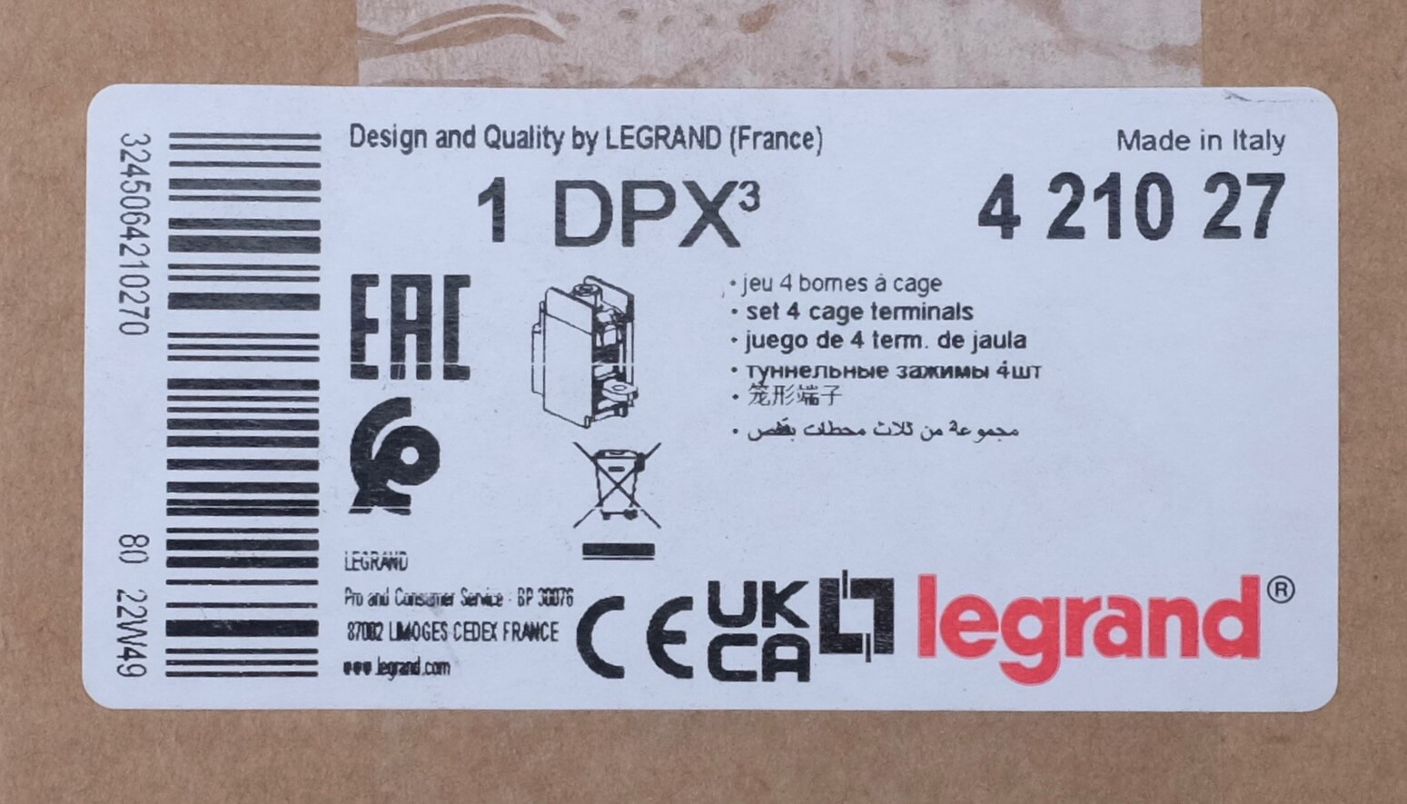 Bornes à cage grande capacité Legrand pour raccordement direct