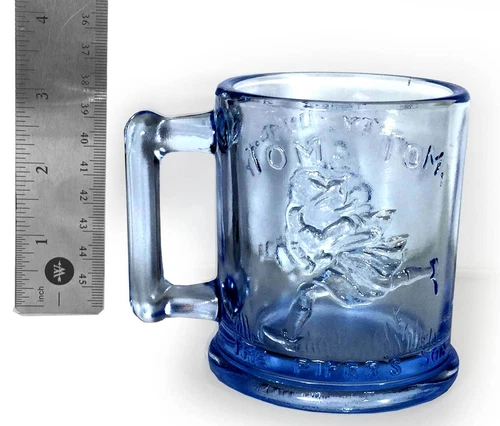 Vintage Humpty Dumpty / Tom Tom The Pipers Son Indiana Blue Glass Child's Mug