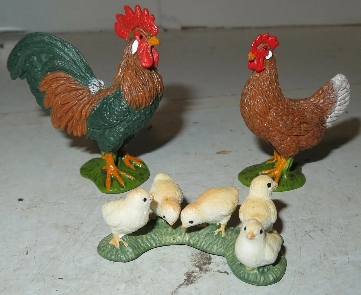 SCHLEICH Farm World CHICKEN FAMILY Rooster Hen CHICKS Family