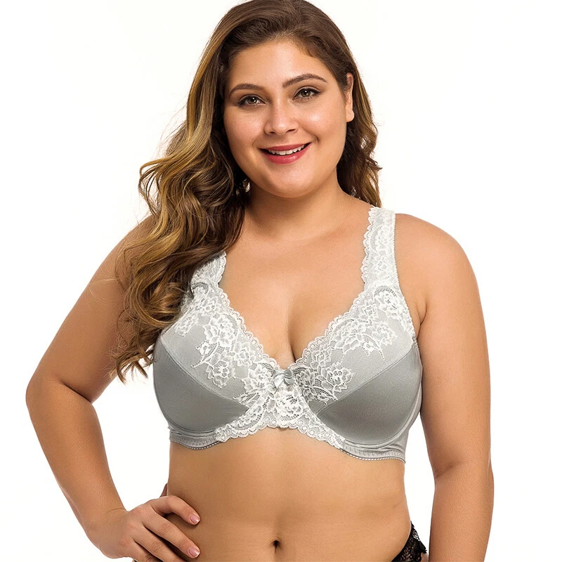 Ladies Underwired Full Cup Bra Large Bust Lace Plus Size 36 38 40 42 44 46  48 50