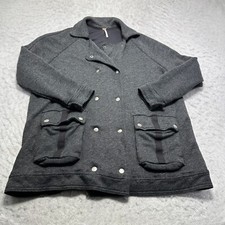 Free People Anorak Linen Jacket Heather Gray Flap Pockets Womens Small S