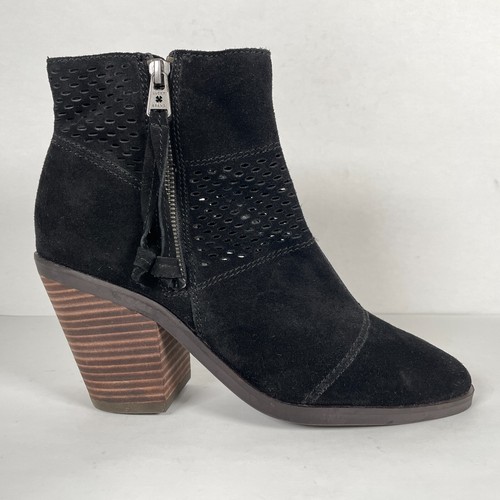 Lucky Brand Ramses Stiefeletten Damen Größe 7,5 M schwarz Wildleder Reißverschluss Westernschuhe