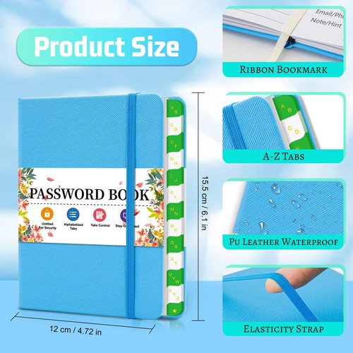 Address Book with Alphabetical Tabs PU Leather Password Keeper and Telephone - Picture 6 of 6