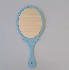 Vintage Hand Mirror, Baby Blue Plastic with Embossed Detail  *EUC*