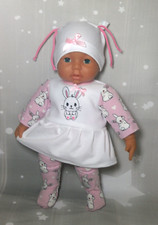 Set Kombi Puppenkleidung Handmade Kleid Hose Ostern Hase Re born Baby 43cm-46cm