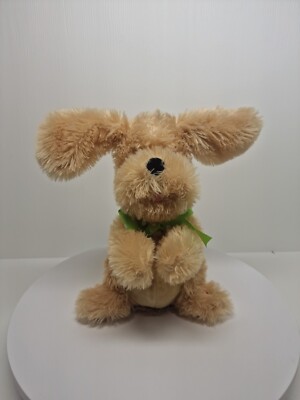 Cuddle Barn 11  Animated Musical Soft Dog Plush Green Polka Dot Bow Work D73