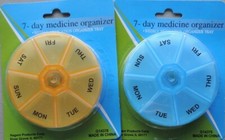 2 Round Pill Boxes 7 Day Case Daily Organizer Medicine Medication Holder Weekly