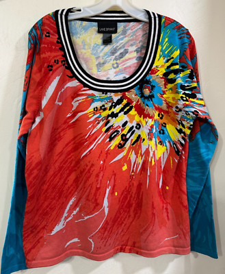 Lane Bryant 18/20 Pullover Lightweight Sweater BRILLIANT Colors! EUC