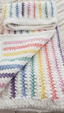 JeaniRose Designs Beautiful Handmade Rainbow Stripes Crochet Baby/Lap Blanket