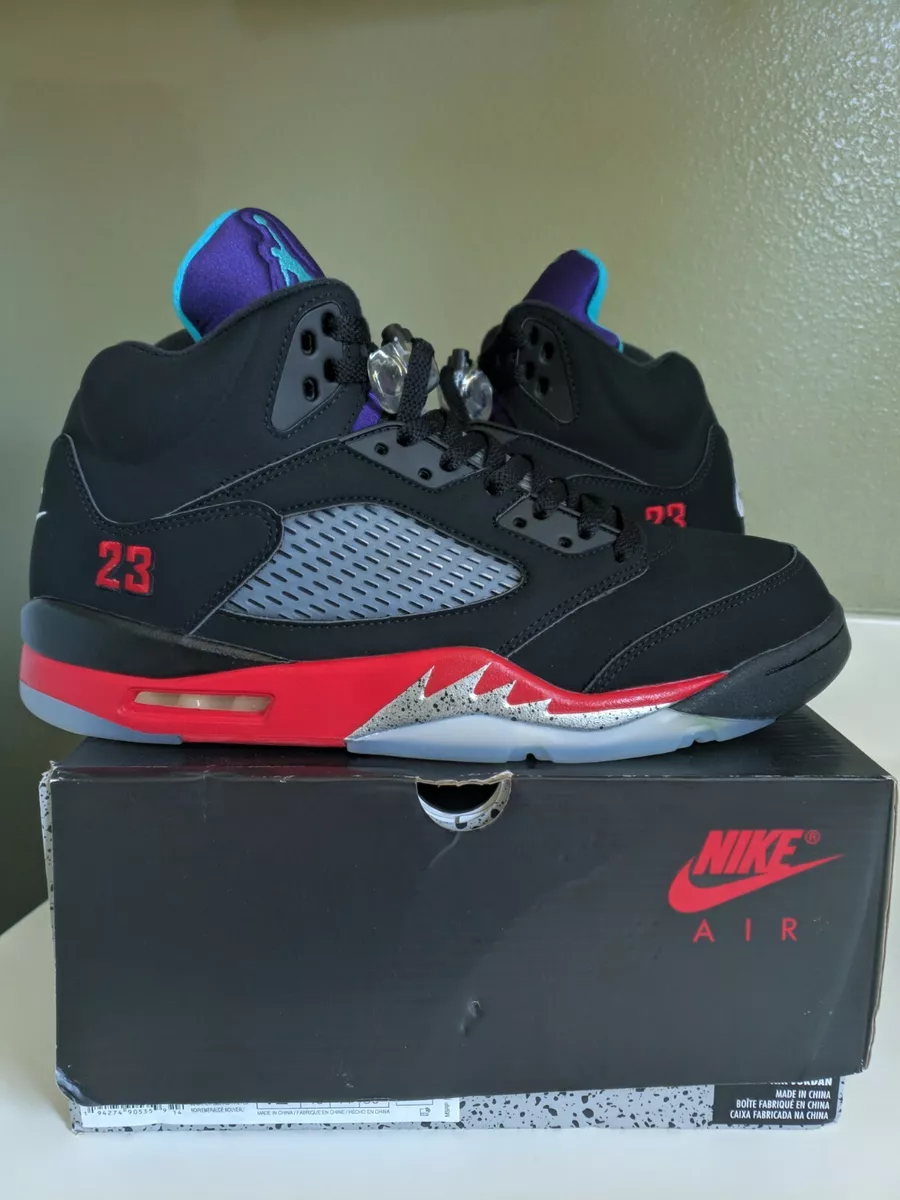 SIZE 12] nike air jordan 5 top 3 fire red grape metallic 5s