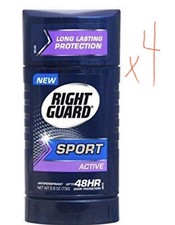 Right Guard Sport Active 48 HR Solid Anti-Perspirant Deodorant 2.6oz LOT of 4 