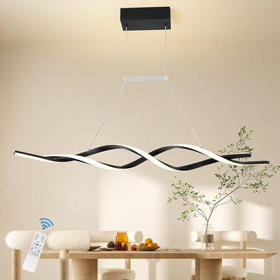 Dimmable LED Wave Chandelier with Remote - Modern Light for Home & Restaurant