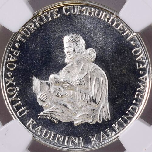 TURKEY. 1980, 500 Lira, Silver - NGC PF66 - Top Pop 🥇RARE Lettered Edge Proof - Picture 3 of 5