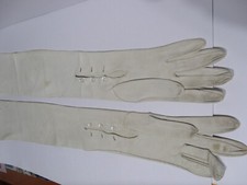Vintag 1920s WOMENS WHITE LEATHER 25 IN LONG OPERA FORMAL WEDDING GLOVES