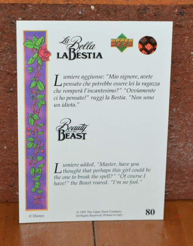 BEAUTY AND THE BEAST FRENCH VERSION TRADING CARD THE BEAST, LUMIERE & MRS. POTTS - Picture 2 of 2