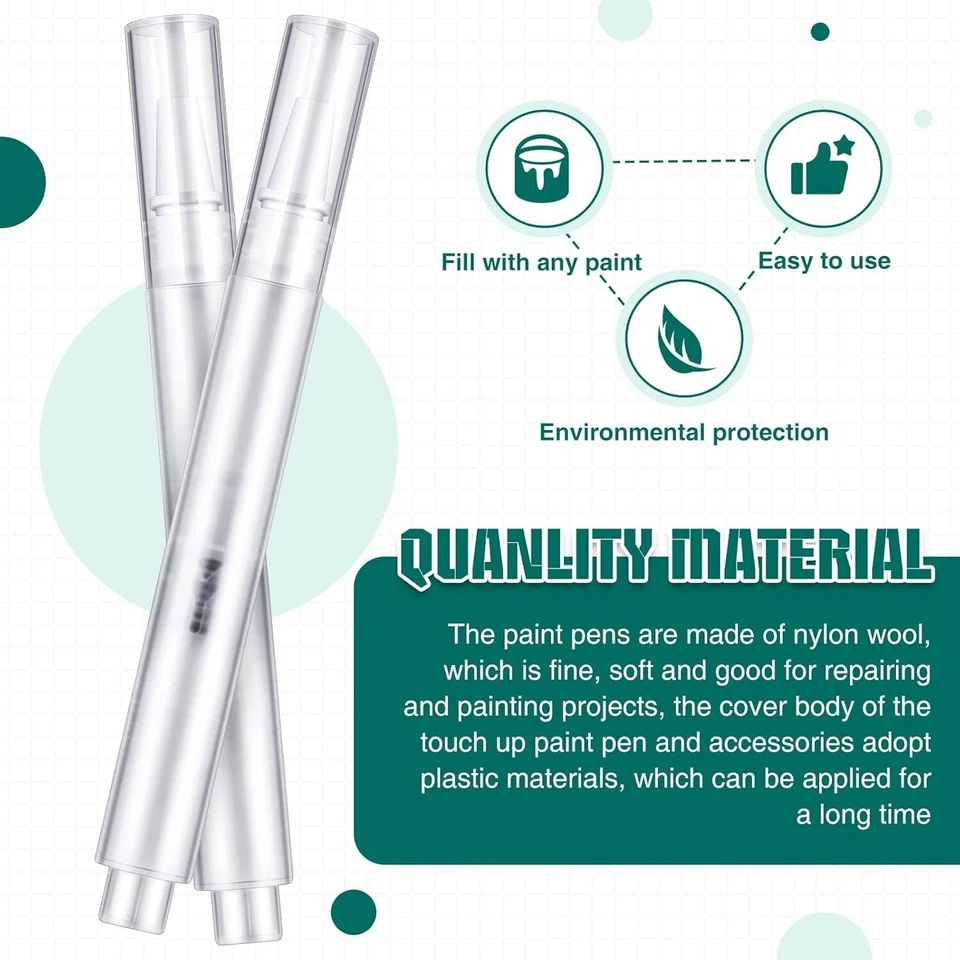 Paquete de 2 bolígrafos de pintura de retoque bolígrafo de pincel recargable bolígrafo de aceite vacío transparente P Foto 2 de 4