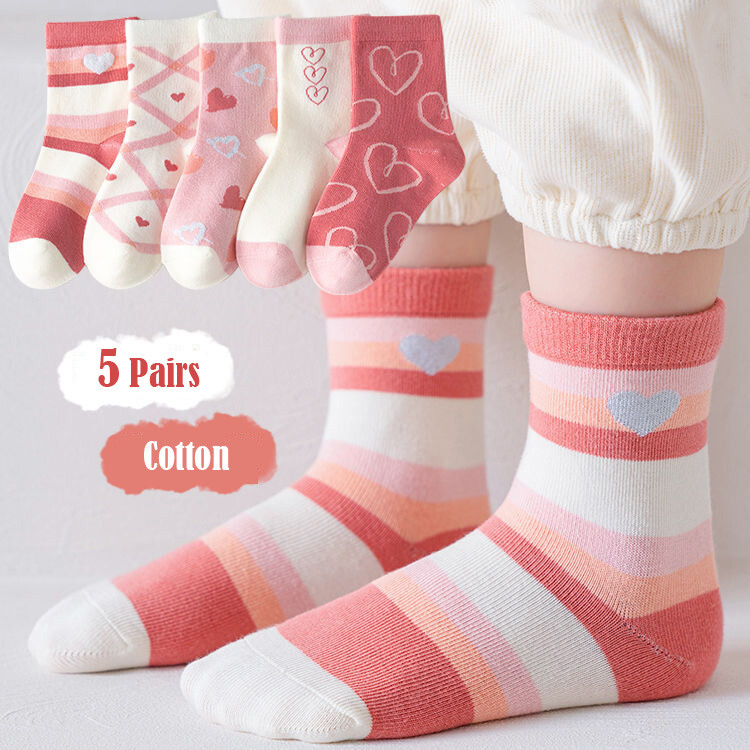 5 Pack Kids Socks Baby Girls Cotton Sock Cotton Striped Soft Breathable Socks eBay