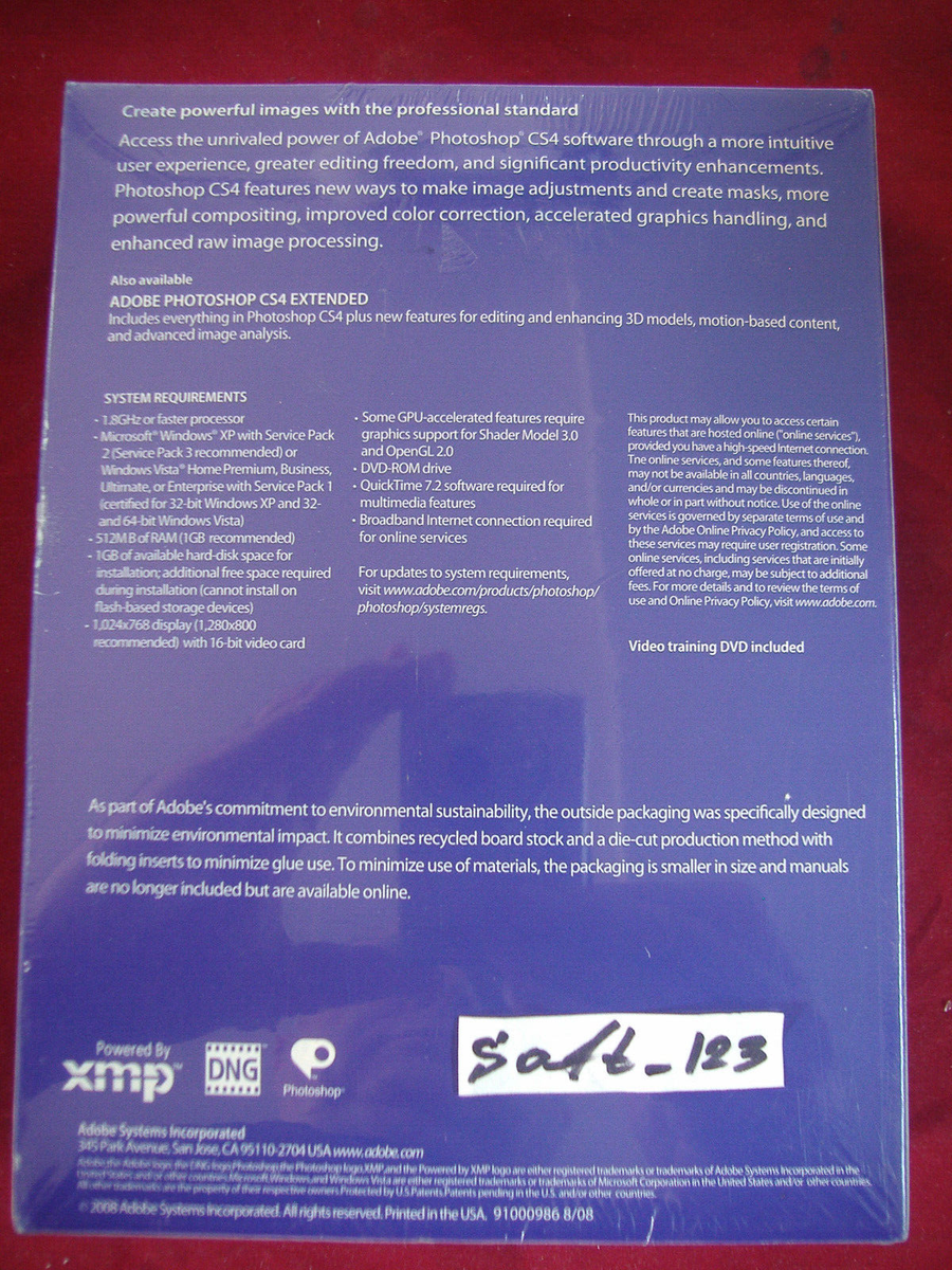 Adobe Photoshop CS4 Extended for Windows Full Retail DVD version