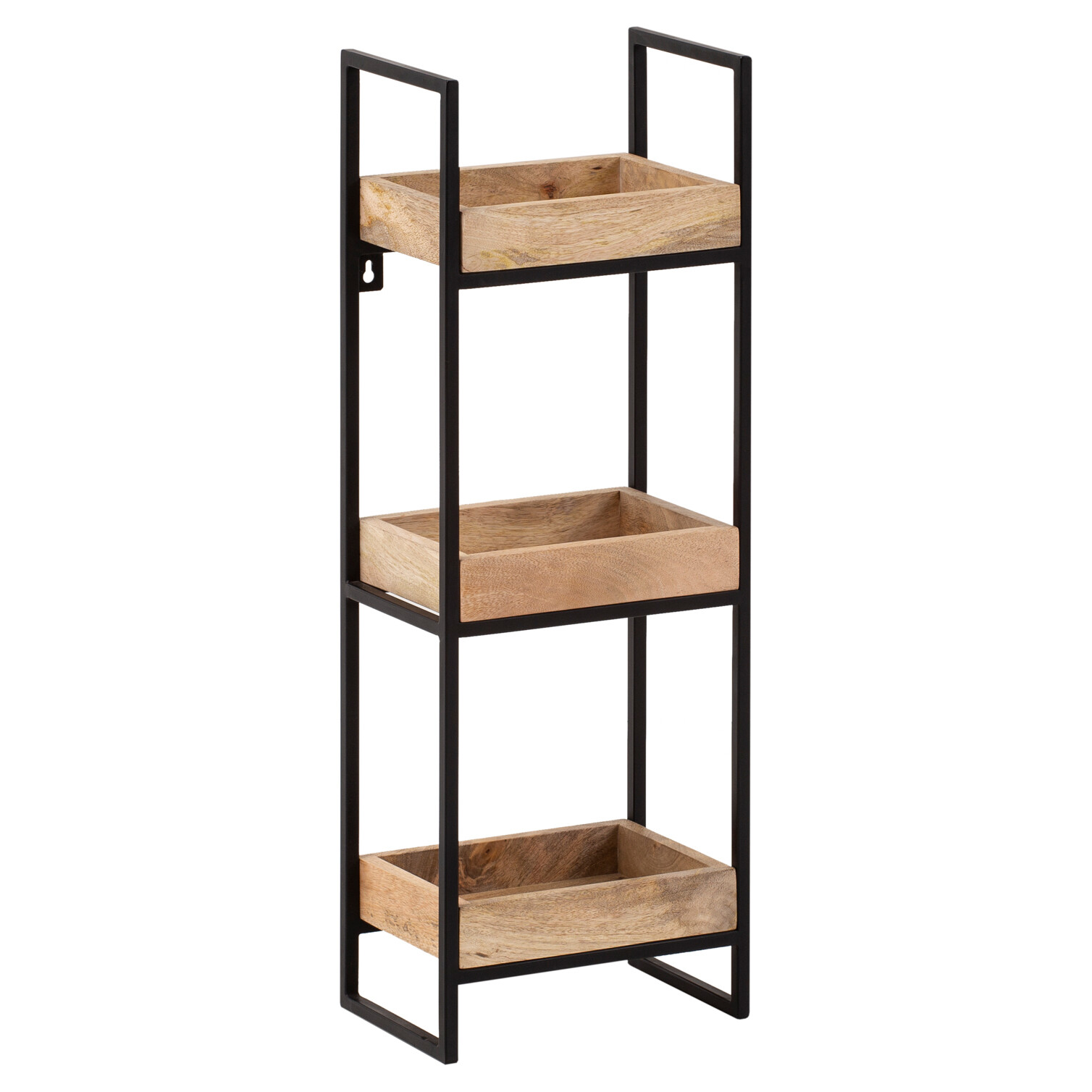 FineBuy Étagère Murale Bois Massif Métal 27x77x18 cm Étagère Suspendue