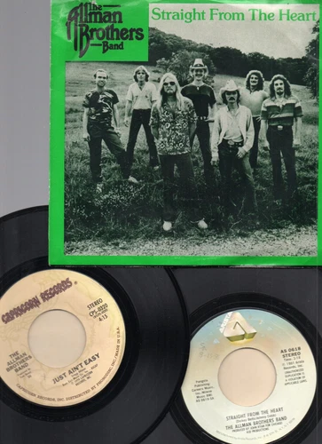 Allman Brothers 2 Stock 7" 45s w/1 Pic Sleeve Straight From The Heart Crazy Love