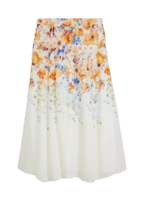 Damen Sommer Maxi Rock lang weiß Ramie Baumwolle 38 40 42 44 46 48 50 Blumen 349