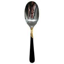 Yamazaki 18/8 Stainless LINDI Black Handle GOLD Accent Vintage Serving Spoon