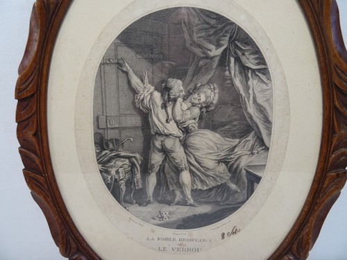 ANCIENNE GRAVURE FRAGONARD LE VERROU 1785 XVIII EME SIECLE OLD ENGRAVING - Foto 3 di 9