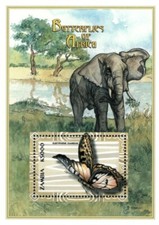 Zambia 2000 - Butterflies of Africa Elephant - Souvenir Sheet - Scott 87