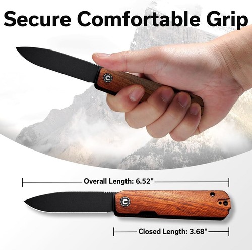 Stylish 3-in-1 Folding Knife with Wood Handle - Perfect for Camping & Daily Use - Picture 7 of 8