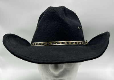 #ad Western Express Inc Cowboy Hat Mens M Black Round Elastic Band Cowboy Read $19.99