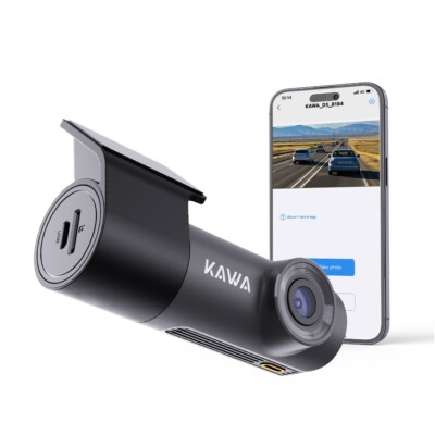 KAWA Dashcam Vorne 1296P, APP&WiFi, WDR, 24H Parküberwachung, G-Sensor, D5